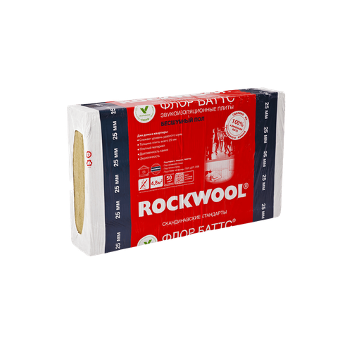 Базальтовый утеплитель ROCKWOOL ФЛОР БАТТС 1000х600 25 мм
