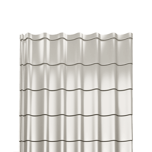 Металлочерепица Монтеррей полиэстер 0,4 RAL-9006 бело-алюминиевый