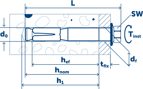 Sormat Анкер LIEBIG S для высоких нагрузок оцинкованный M12-20/80/5