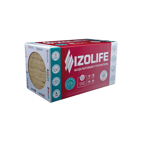 Утеплитель Изолайф IZOLIFE ВЕНТ СТАНДАРТ (80 кг/м3) 1200х600, 100мм 2пл./1,44м2, 0,144 м3