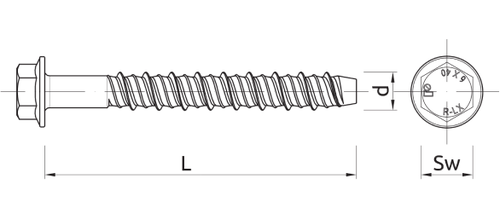 Самонарезающий анкер-винт с шестигранной головкой и пресс-шайбой в покрытии DP KL101 Rawlplug 