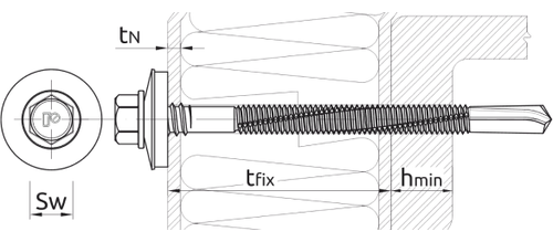Саморез для сэндвич-панелей к стальным конструкциям толщиной до 18 мм Rawlplug